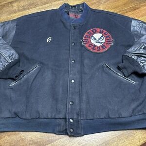 Vintage Lifes A Beach SurfGear Varsity Leather Wool Bad Boy Club‎ Jacket L